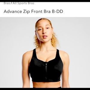 Athleta front zipper black sports bra EUC